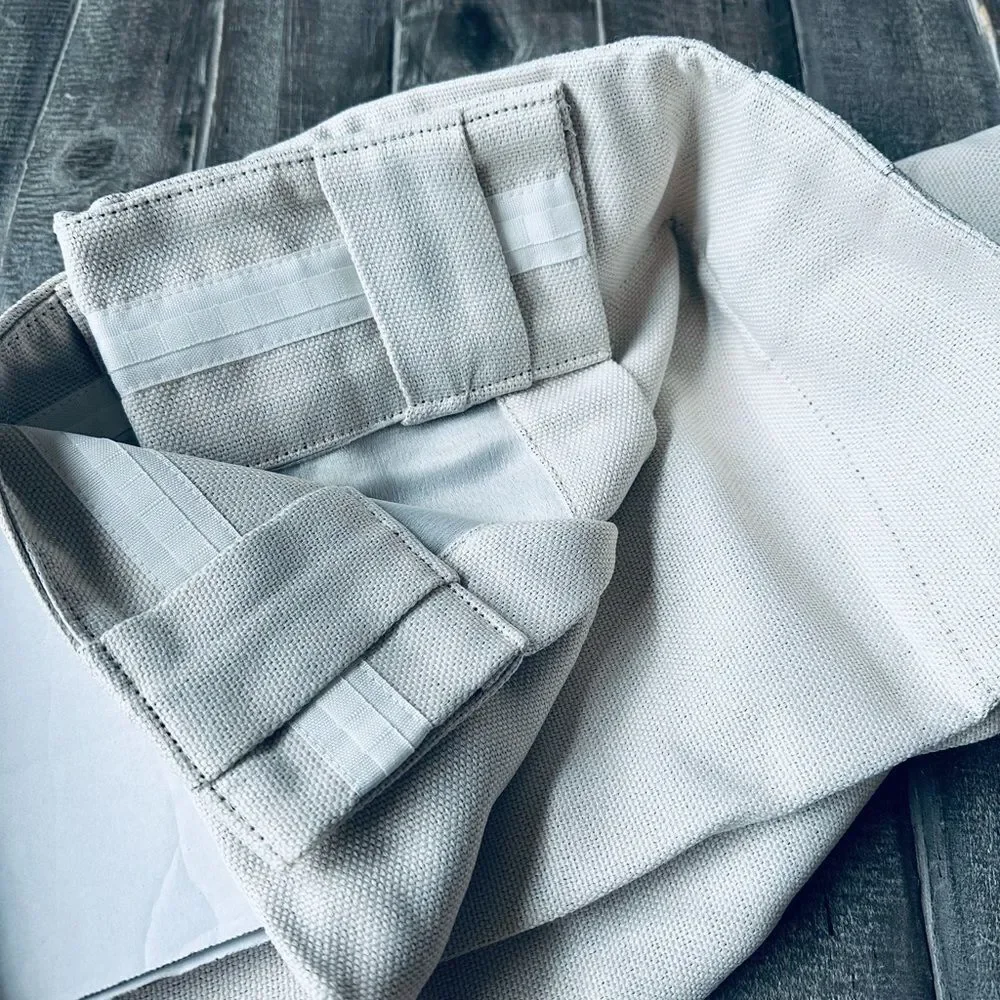 Faux Linen Blackout Textured Cream Curtains Set